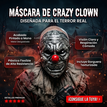 🤡 Máscara de Terror - Crazy Clown