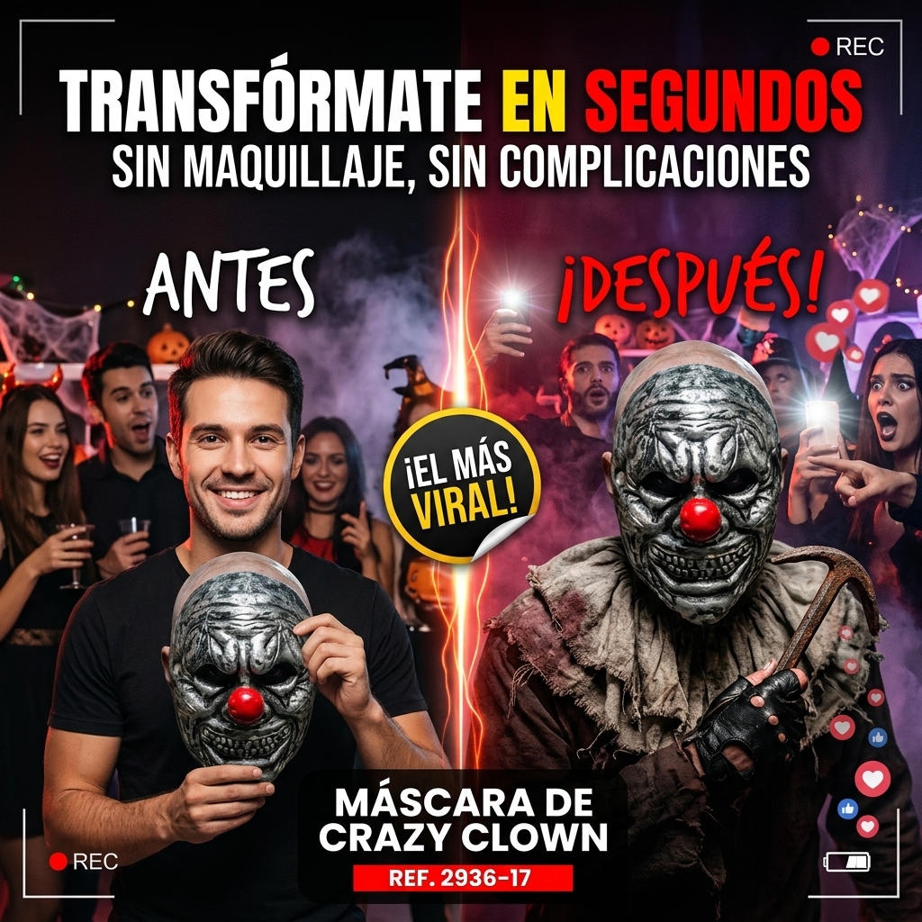 🤡 Máscara de Terror - Crazy Clown